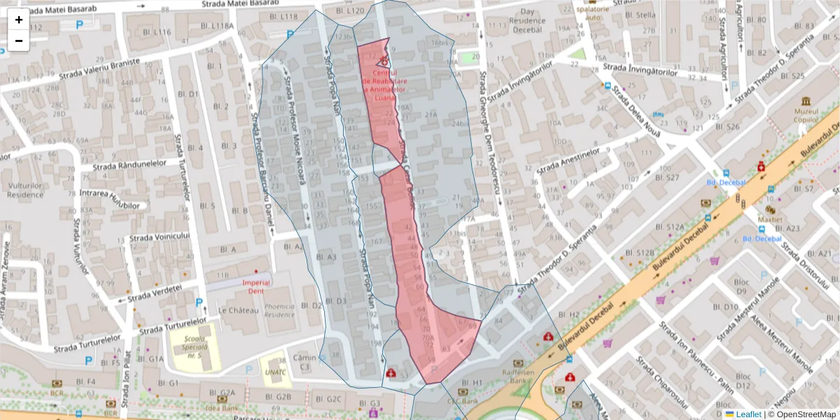 Hartă a codului poștal  și a codurilor poștale învecinate