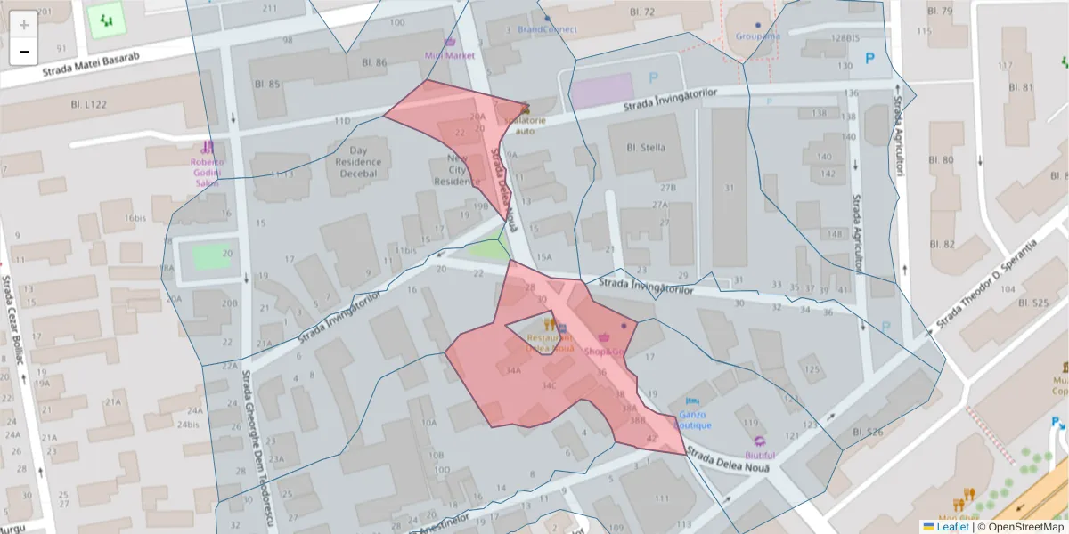 Hartă a codului poștal  și a codurilor poștale învecinate