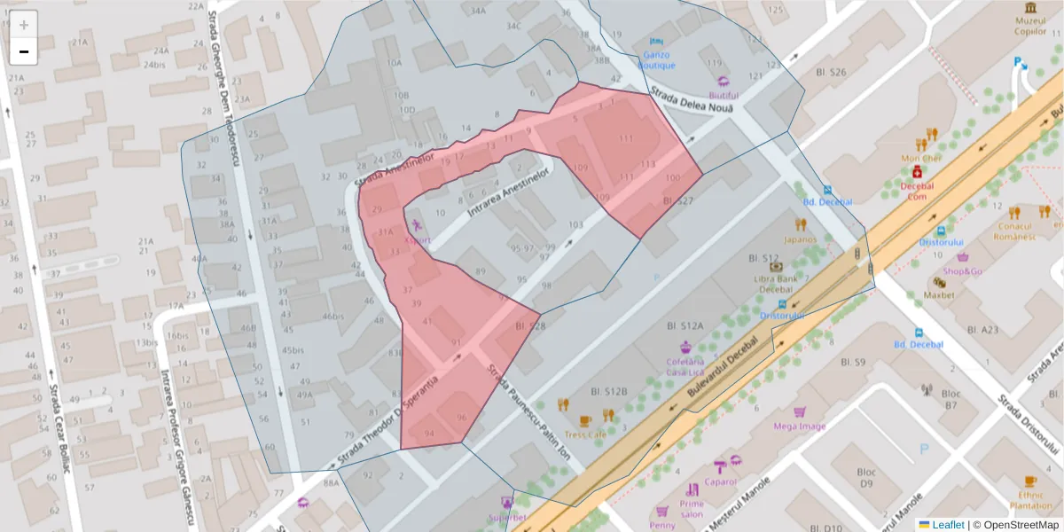 Hartă a codului poștal  și a codurilor poștale învecinate