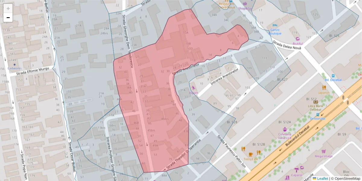 Hartă a codului poștal  și a codurilor poștale învecinate