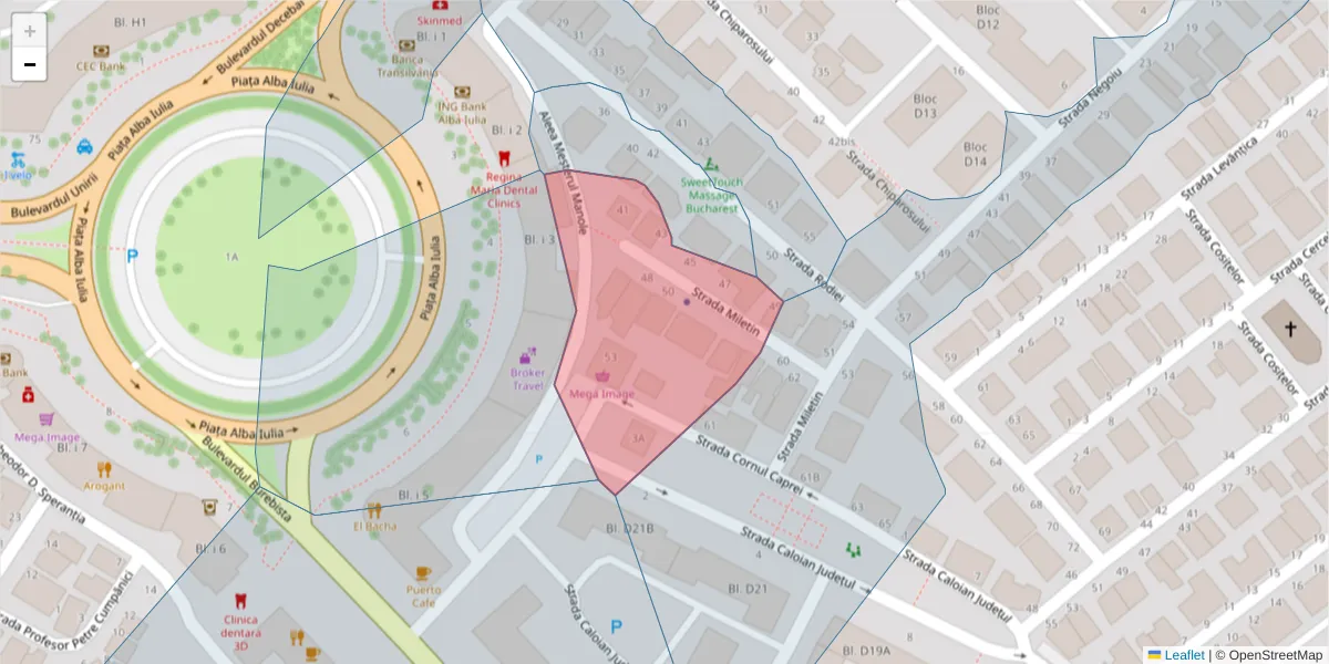 Hartă a codului poștal  și a codurilor poștale învecinate