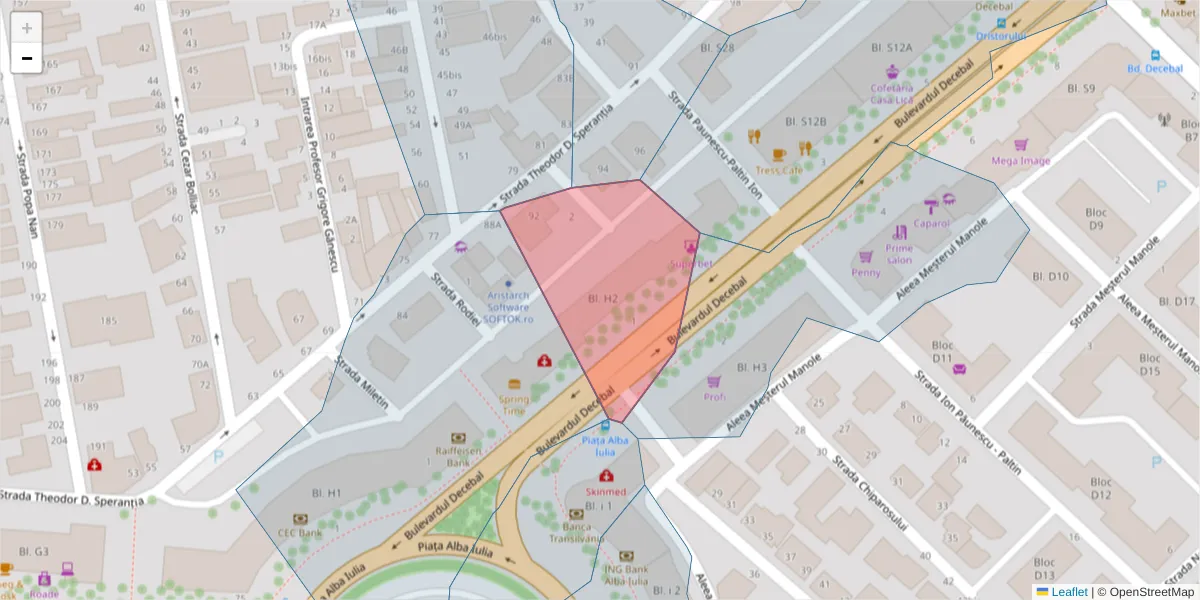 Hartă a codului poștal  și a codurilor poștale învecinate