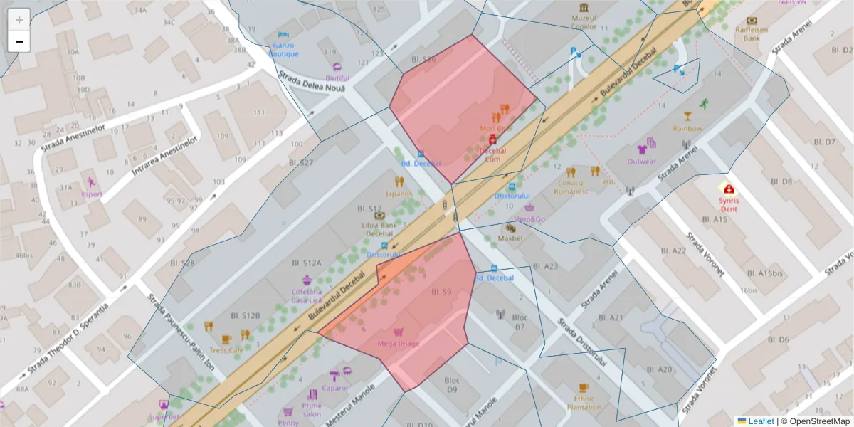 Hartă a codului poștal  și a codurilor poștale învecinate
