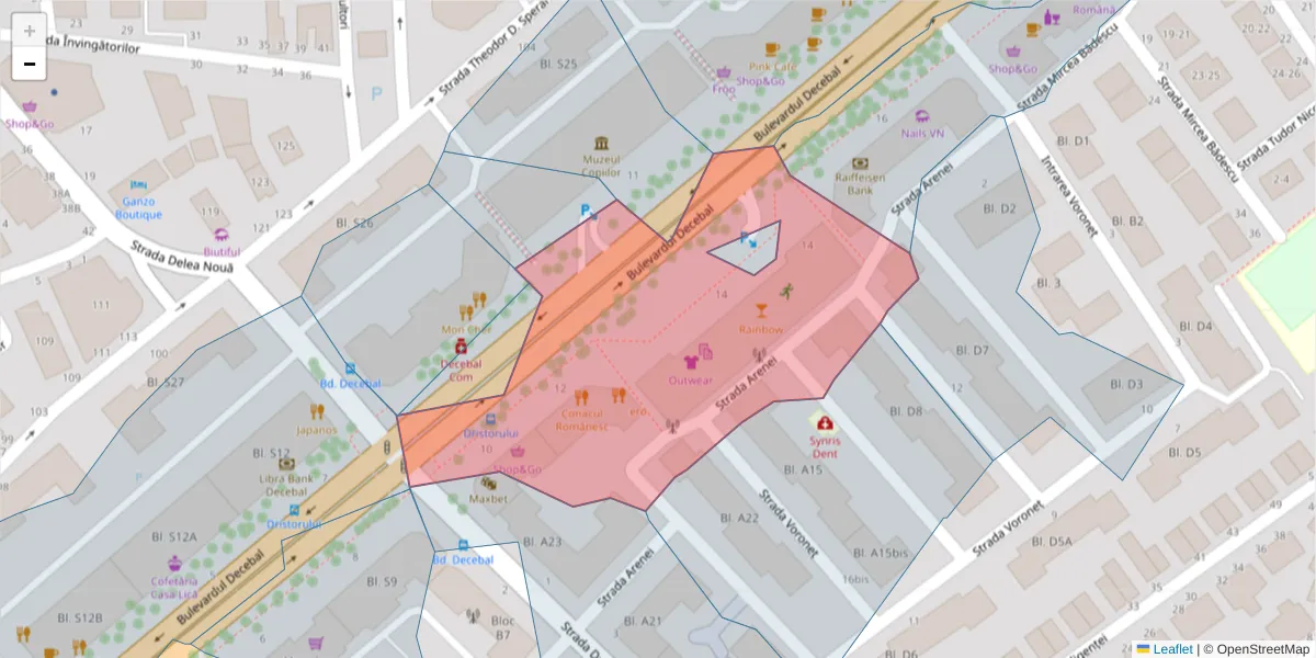 Hartă a codului poștal  și a codurilor poștale învecinate