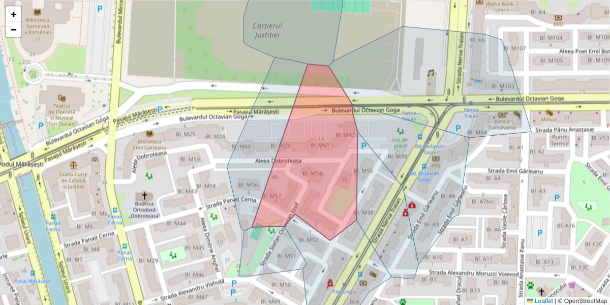 Hartă a codului poștal  și a codurilor poștale învecinate