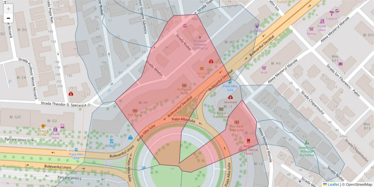 Hartă a codului poștal  și a codurilor poștale învecinate