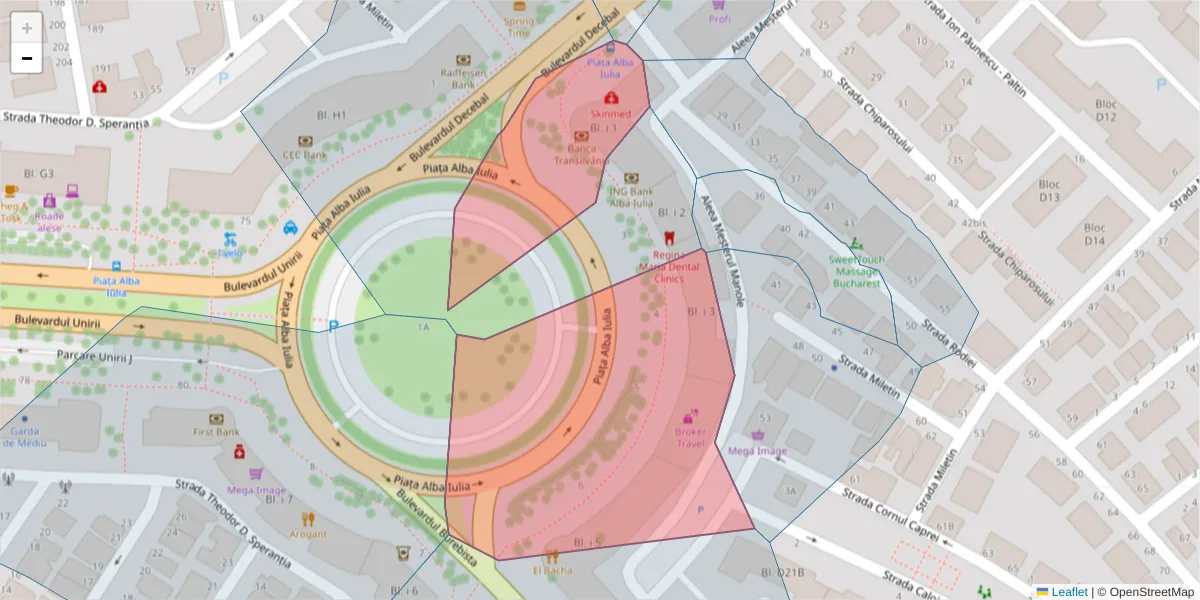 Hartă a codului poștal  și a codurilor poștale învecinate