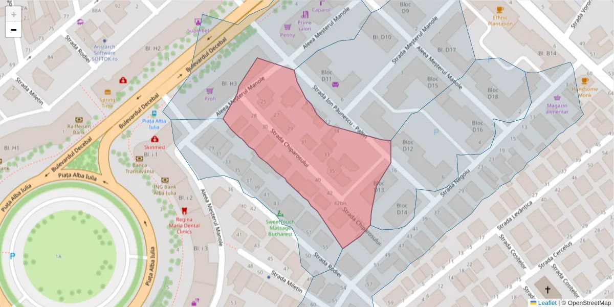 Hartă a codului poștal  și a codurilor poștale învecinate