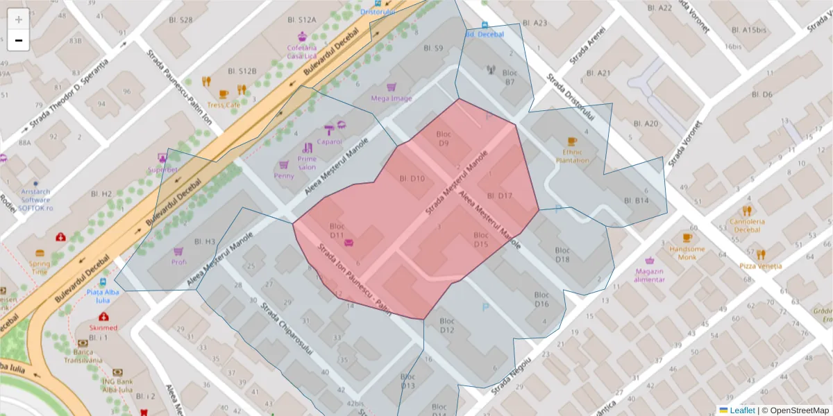Hartă a codului poștal  și a codurilor poștale învecinate