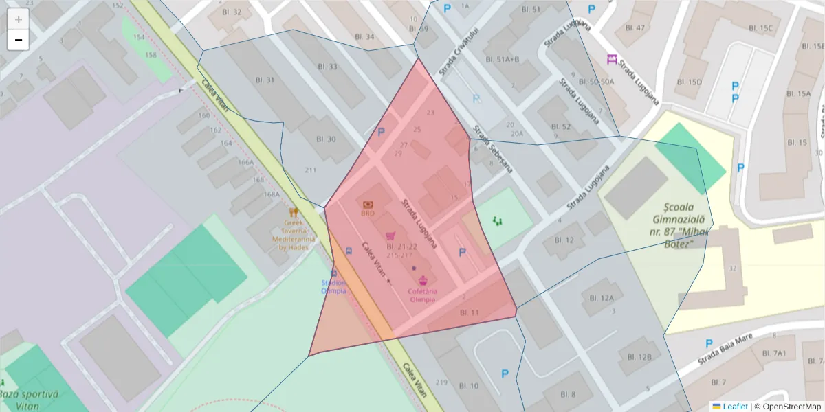 Hartă a codului poștal  și a codurilor poștale învecinate