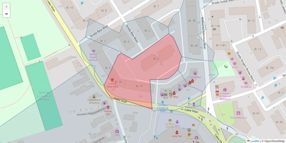 Hartă a codului poștal  și a codurilor poștale învecinate