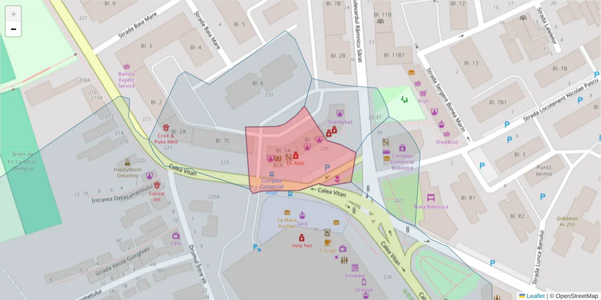 Hartă a codului poștal  și a codurilor poștale învecinate