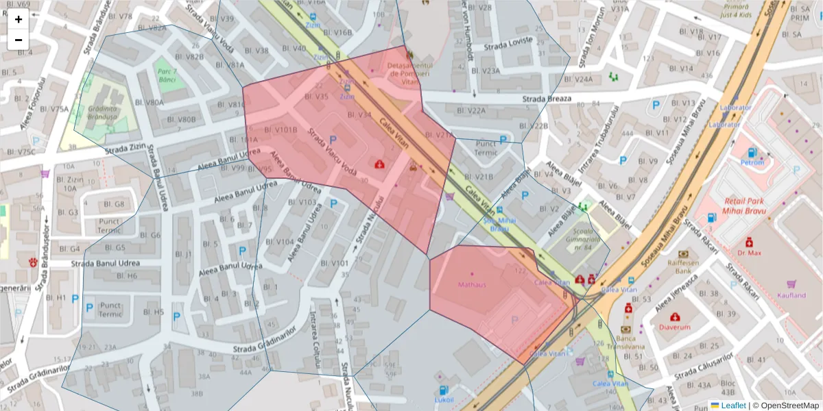 Hartă a codului poștal  și a codurilor poștale învecinate