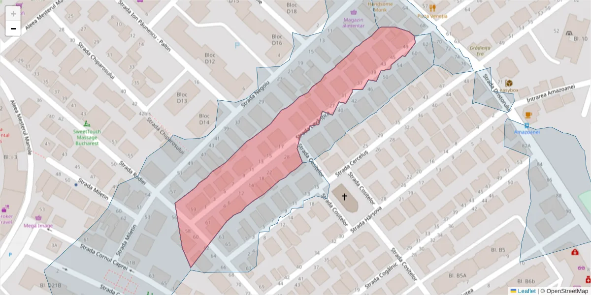 Hartă a codului poștal  și a codurilor poștale învecinate