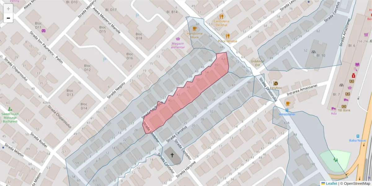 Hartă a codului poștal  și a codurilor poștale învecinate