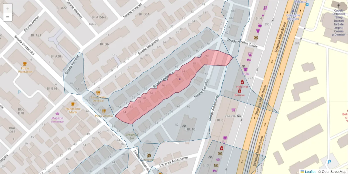 Hartă a codului poștal  și a codurilor poștale învecinate