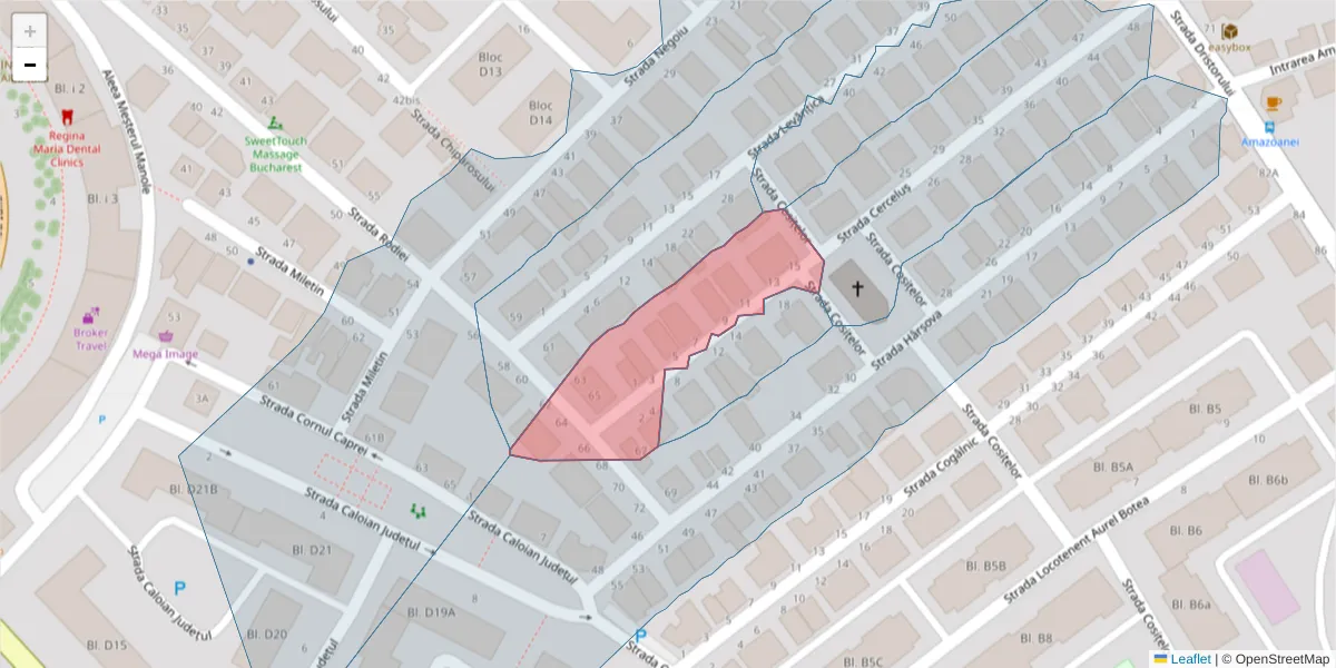 Hartă a codului poștal  și a codurilor poștale învecinate