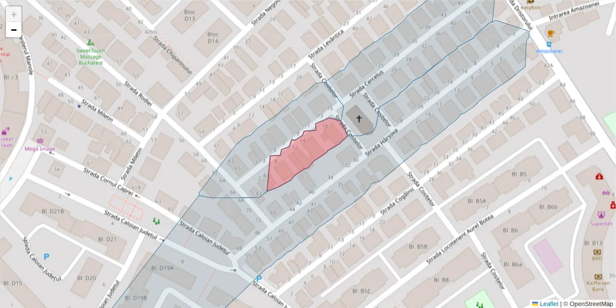 Hartă a codului poștal  și a codurilor poștale învecinate