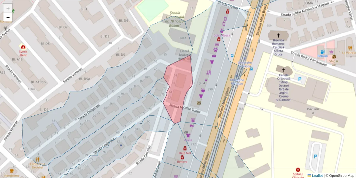 Hartă a codului poștal  și a codurilor poștale învecinate