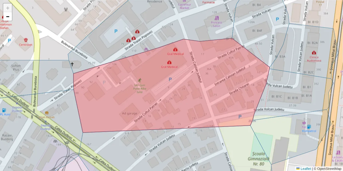 Hartă a codului poștal  și a codurilor poștale învecinate