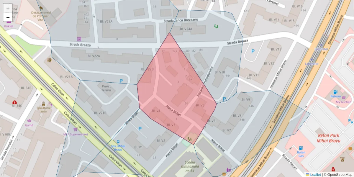 Hartă a codului poștal  și a codurilor poștale învecinate