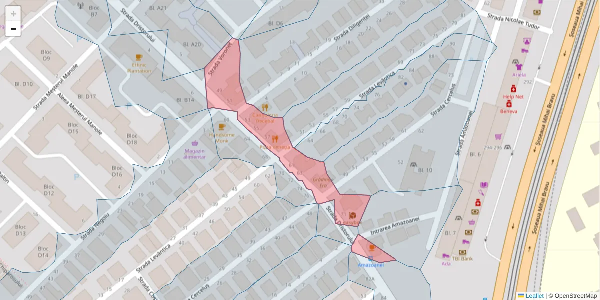 Hartă a codului poștal  și a codurilor poștale învecinate