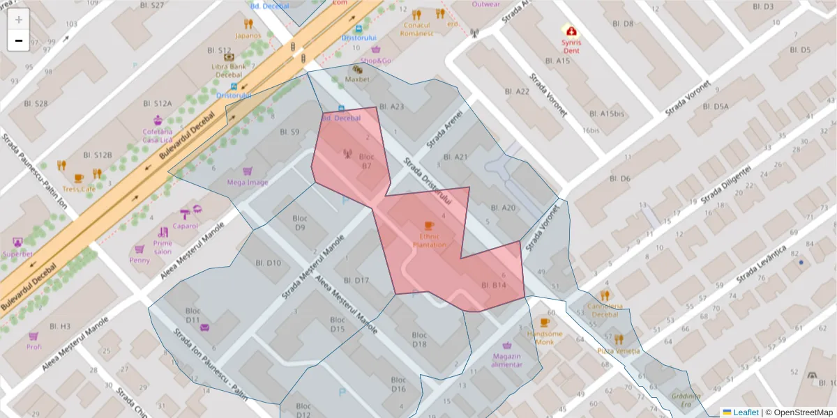 Hartă a codului poștal  și a codurilor poștale învecinate