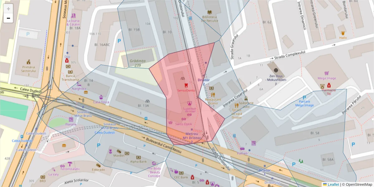 Hartă a codului poștal  și a codurilor poștale învecinate
