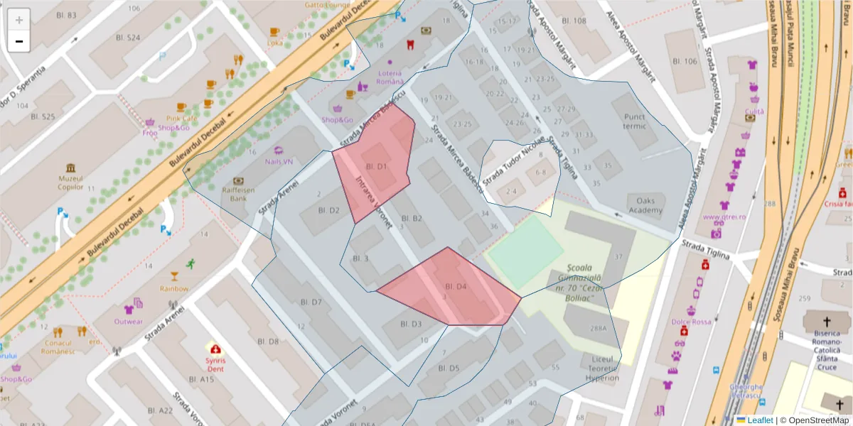 Hartă a codului poștal  și a codurilor poștale învecinate