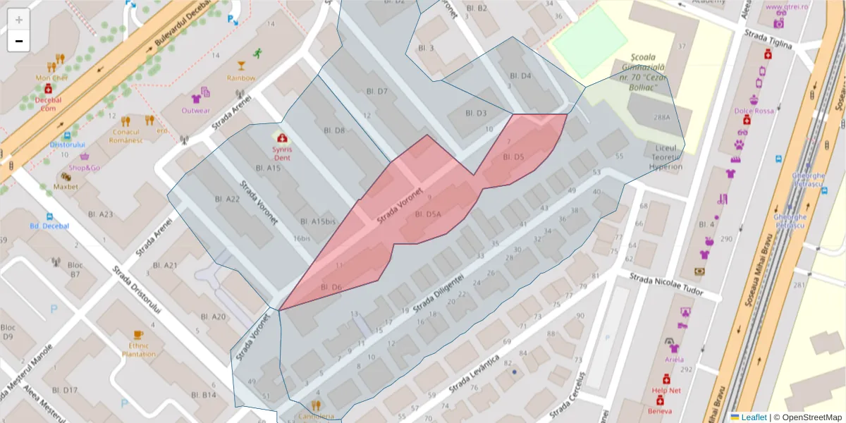 Hartă a codului poștal  și a codurilor poștale învecinate