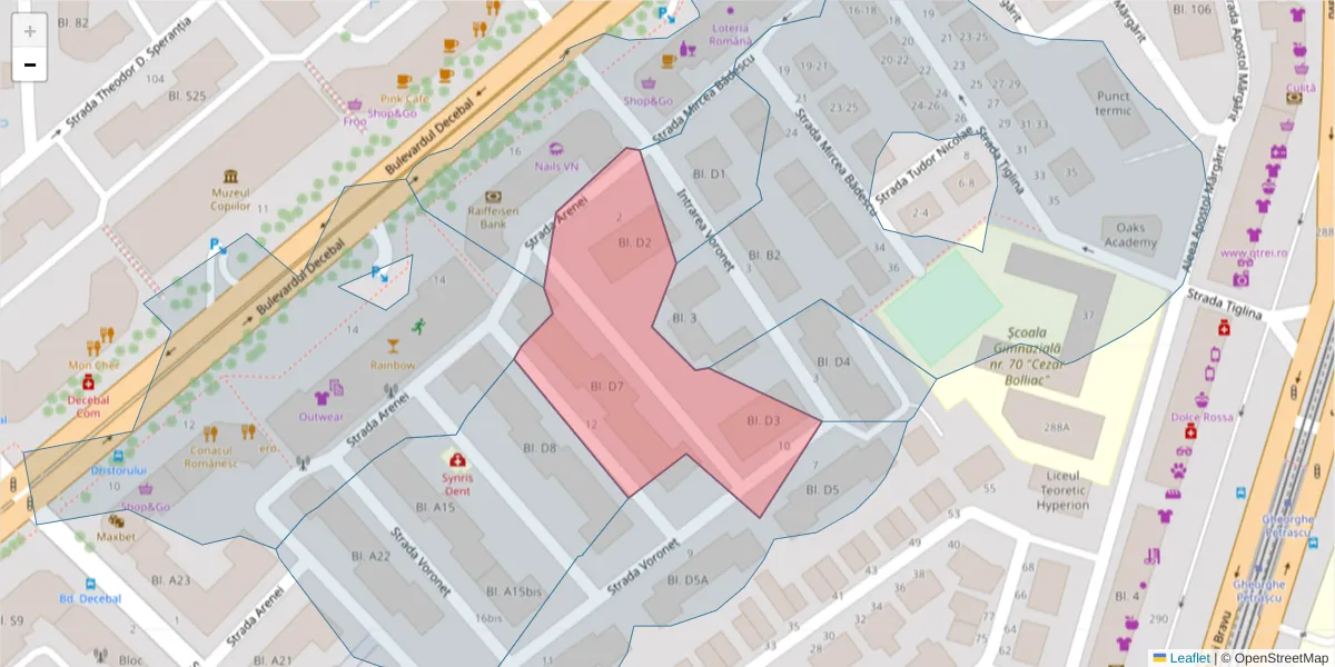 Hartă a codului poștal  și a codurilor poștale învecinate