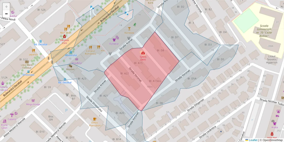 Hartă a codului poștal  și a codurilor poștale învecinate