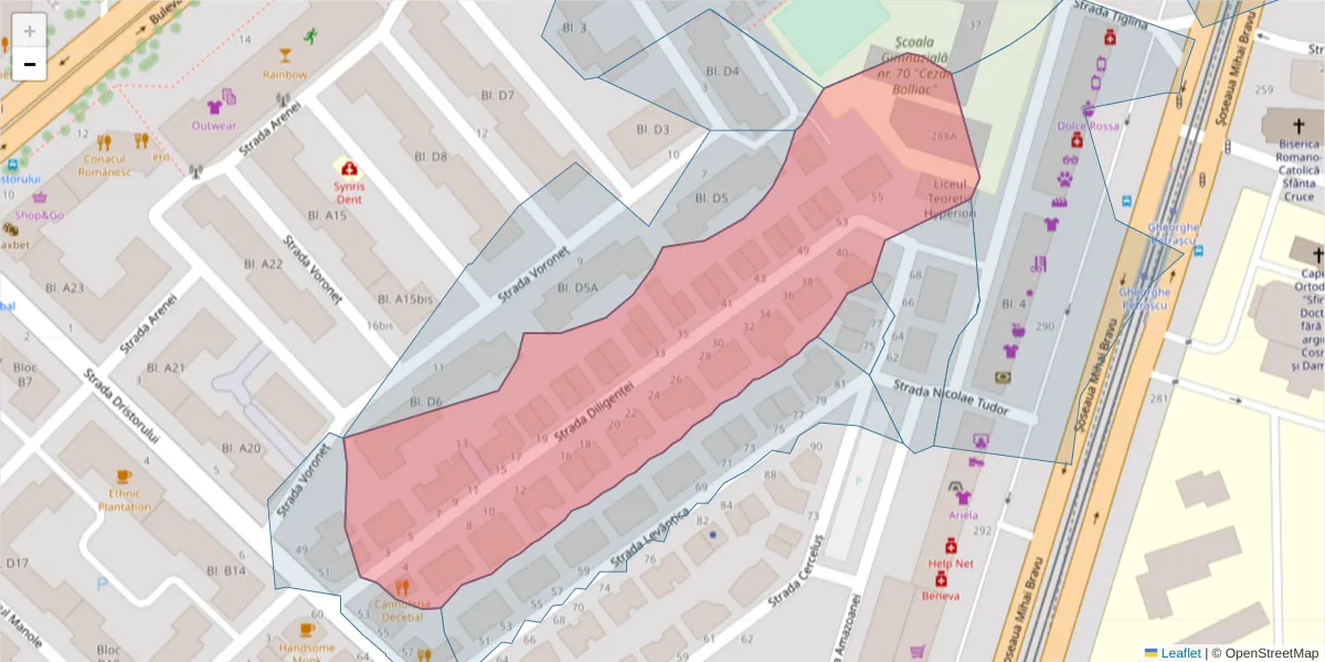 Hartă a codului poștal  și a codurilor poștale învecinate