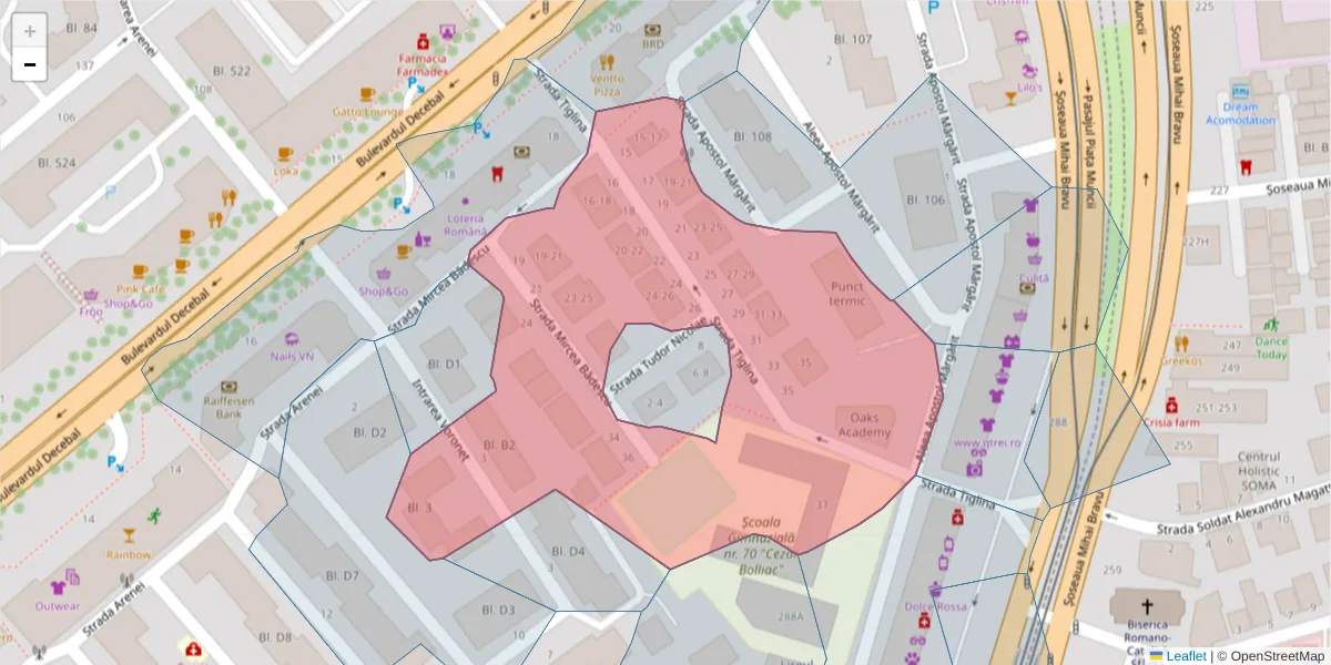 Hartă a codului poștal  și a codurilor poștale învecinate