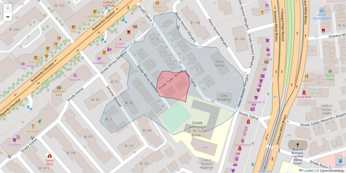 Hartă a codului poștal  și a codurilor poștale învecinate