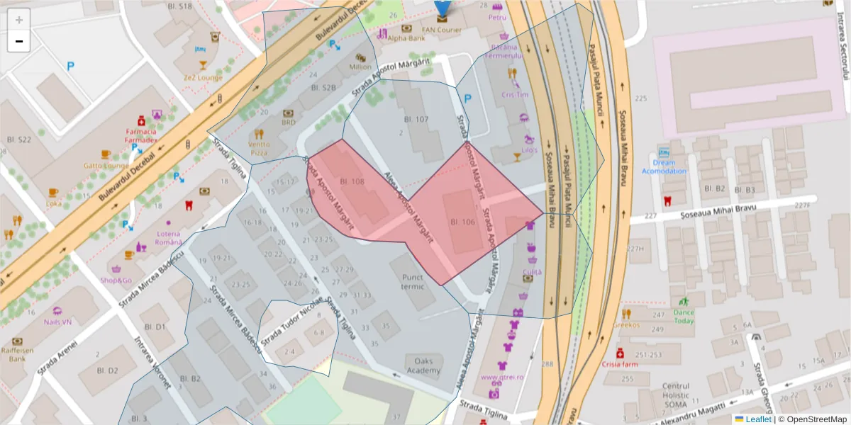 Hartă a codului poștal  și a codurilor poștale învecinate