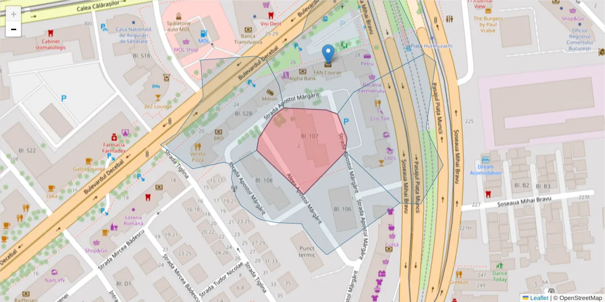 Hartă a codului poștal  și a codurilor poștale învecinate