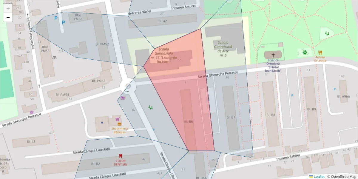 Hartă a codului poștal  și a codurilor poștale învecinate