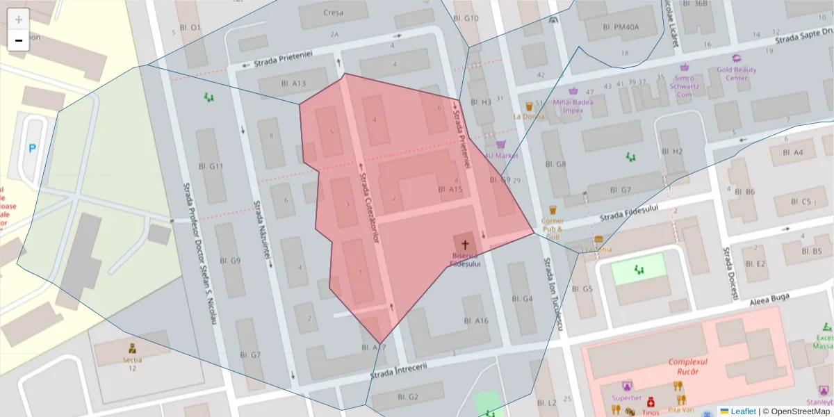 Hartă a codului poștal  și a codurilor poștale învecinate