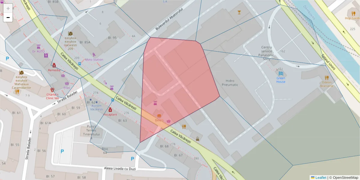 Hartă a codului poștal  și a codurilor poștale învecinate