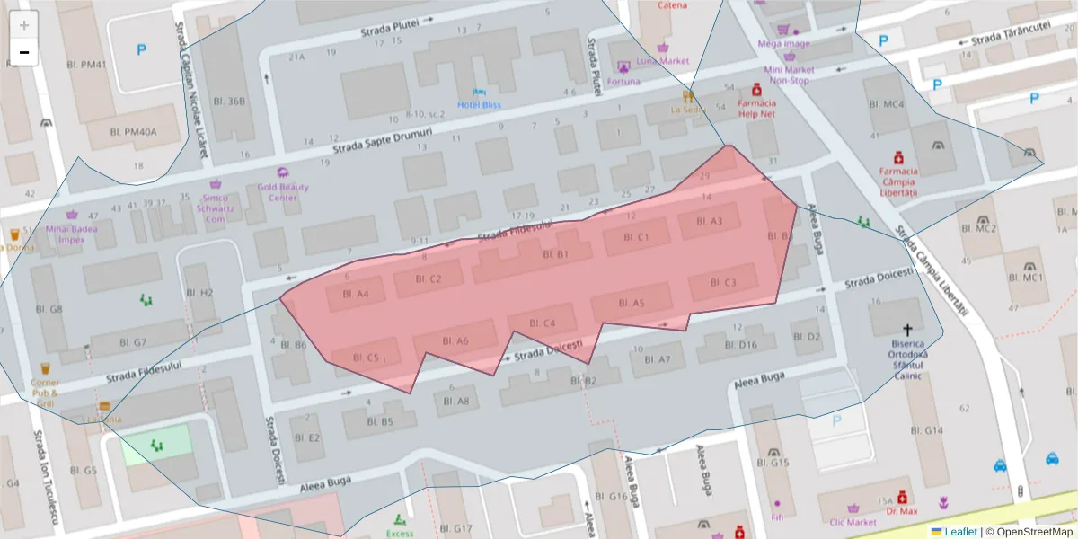 Hartă a codului poștal  și a codurilor poștale învecinate