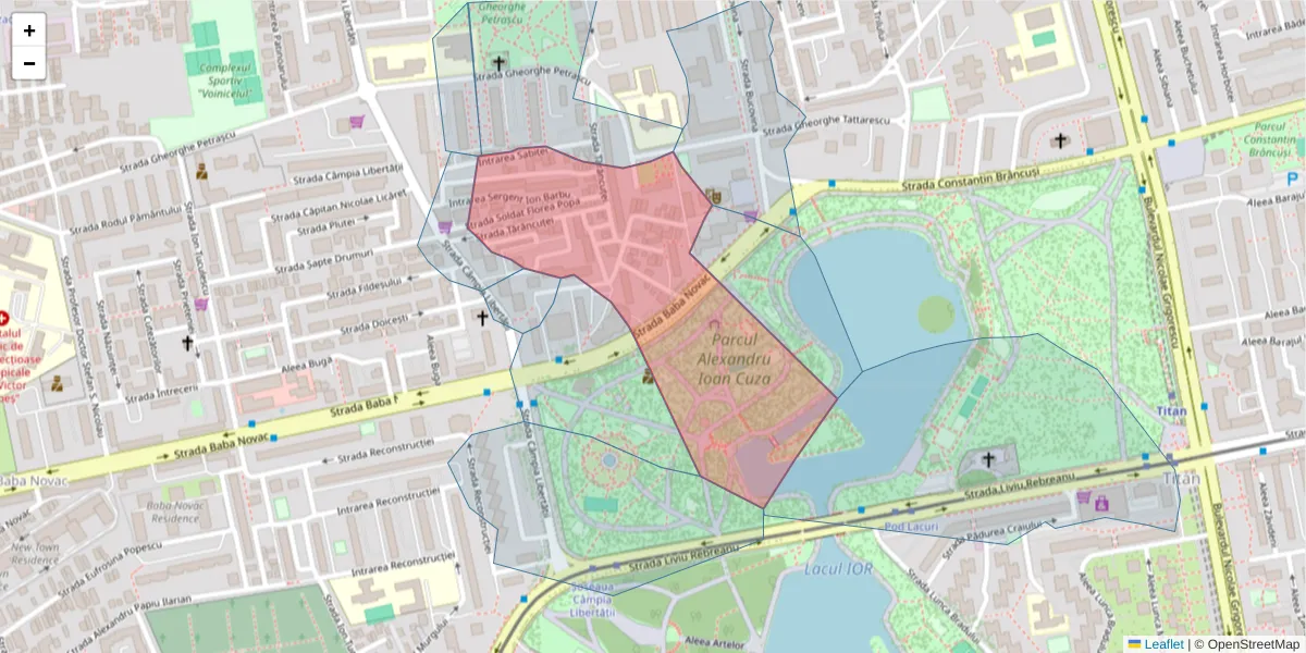 Hartă a codului poștal  și a codurilor poștale învecinate