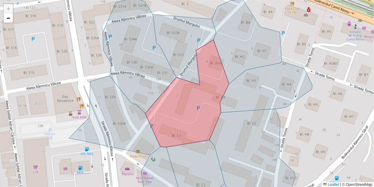 Hartă a codului poștal  și a codurilor poștale învecinate
