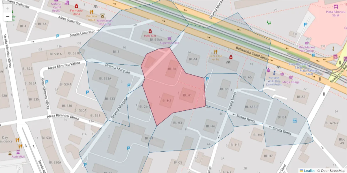 Hartă a codului poștal  și a codurilor poștale învecinate