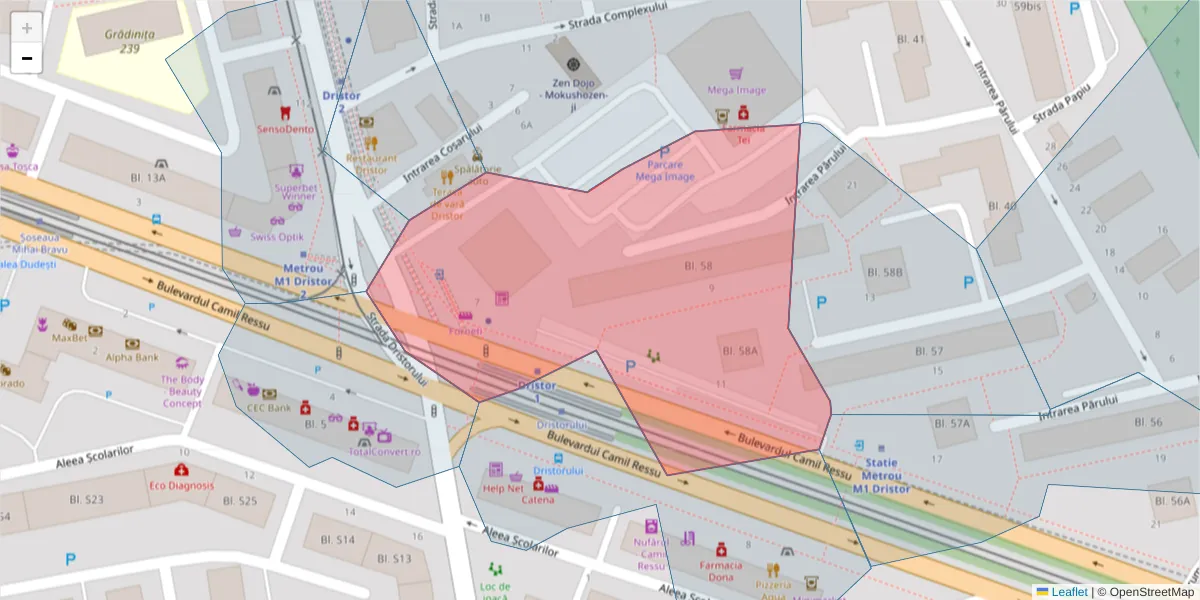 Hartă a codului poștal  și a codurilor poștale învecinate