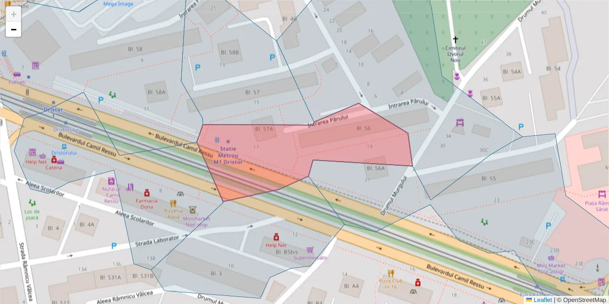 Hartă a codului poștal  și a codurilor poștale învecinate