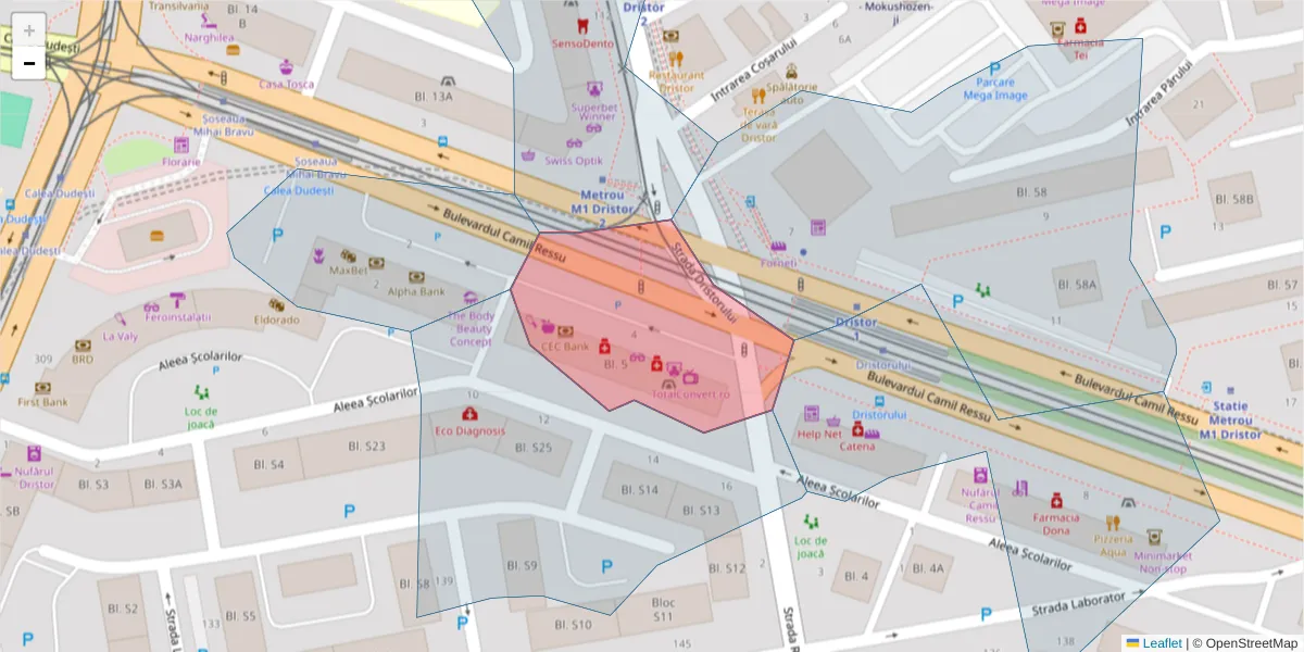 Hartă a codului poștal  și a codurilor poștale învecinate