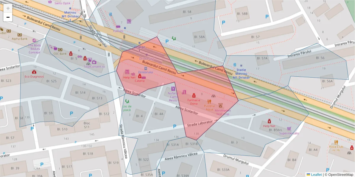 Hartă a codului poștal  și a codurilor poștale învecinate