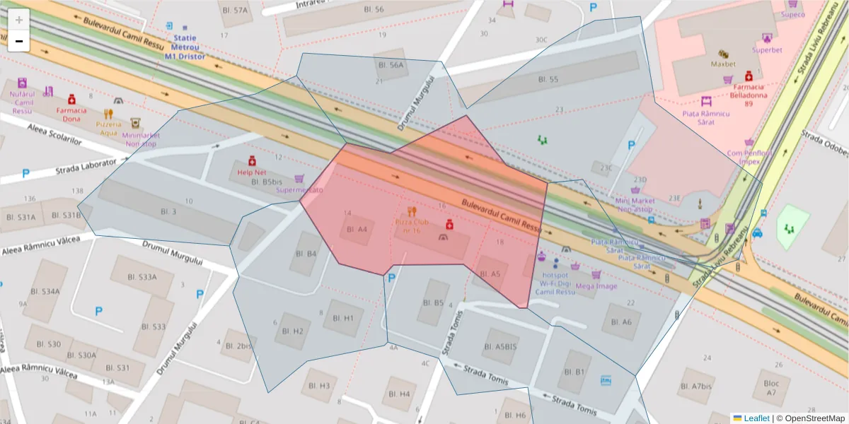 Hartă a codului poștal  și a codurilor poștale învecinate