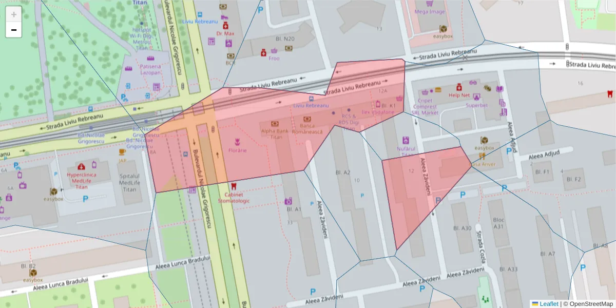 Hartă a codului poștal  și a codurilor poștale învecinate